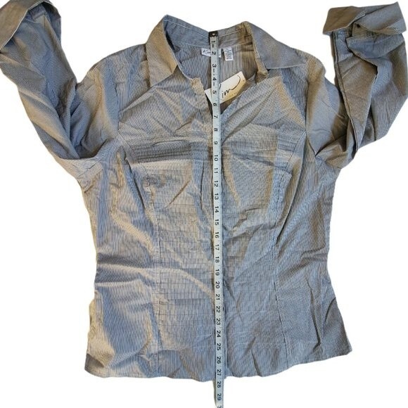 Kim Rogers black white striped collared 3/4 sleeve career top sz XL - Picture 8 of 16